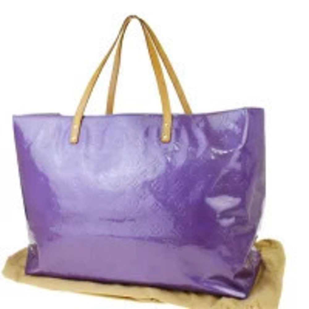 Louis Vuitton Lead Shoulder Bag Tote Monogram Vernis Purple Enamel Leather
